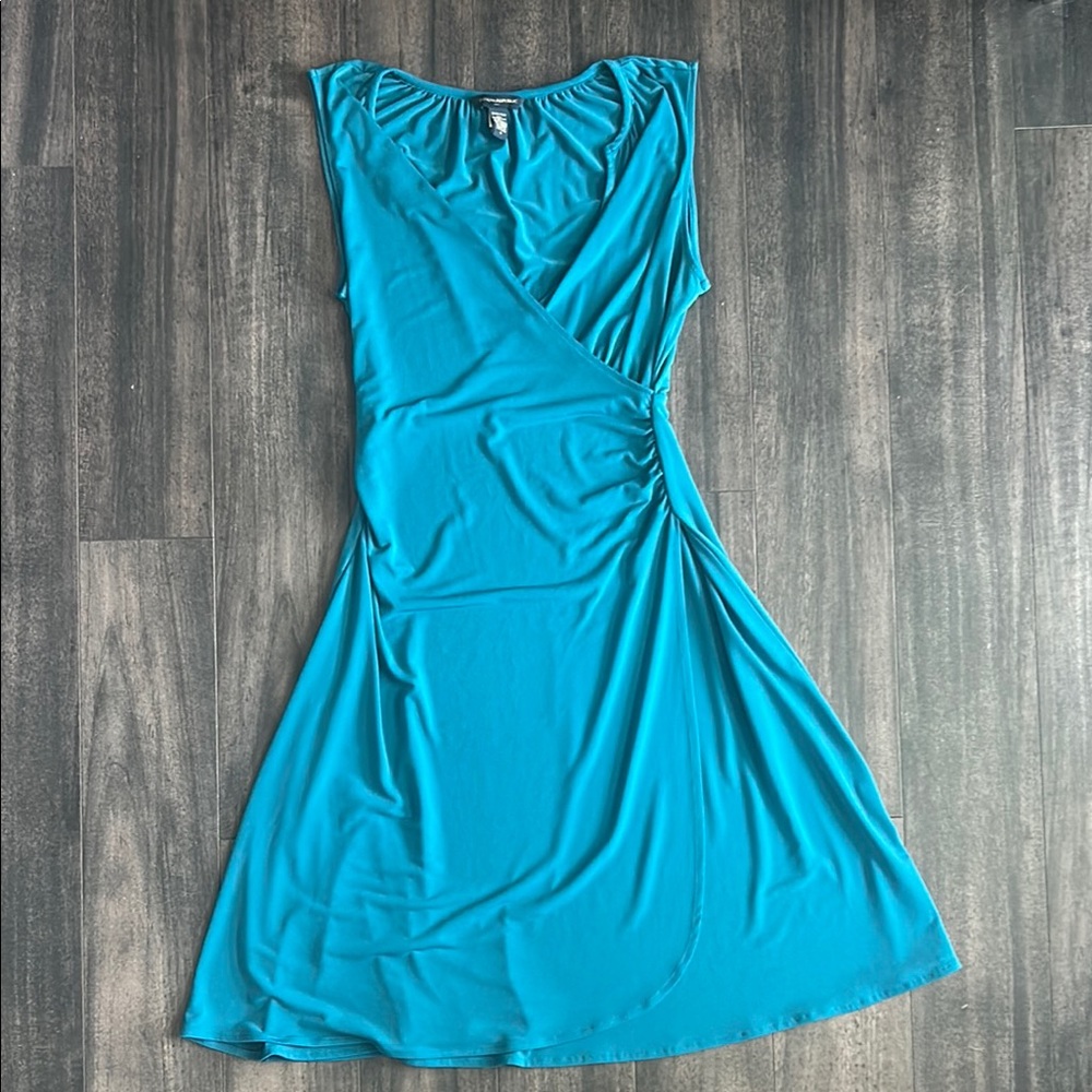 Banana Republic Teal Ruched Wrap Midi Dress